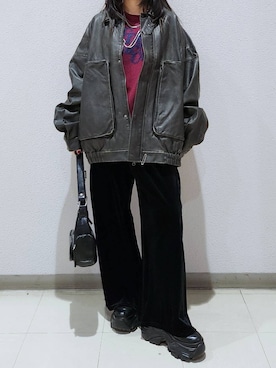 「PBLIM（ページボーイリム）のアイテム（ブルゾン）」を使った、いっしぃさん（レディース・154cm）の秋コーディネート