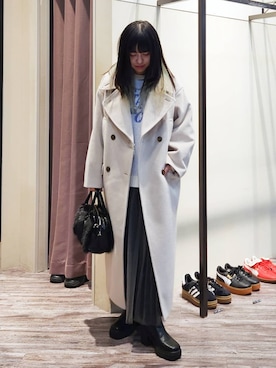 「アイテム（チェスターコート）」を使った、いっしぃさん（レディース・154cm）の冬コーディネート
