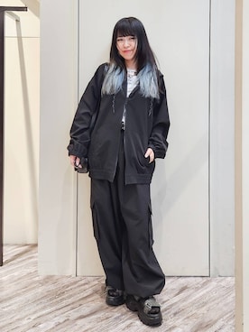 「PBLIM（ページボーイリム）の《UNISEX/AIR QUICK DRY/通気性/吸水速乾/UVカット》エアクイックドライパーカー（パーカー、ブラック系）」を使った、いっしぃさん（レディース・154cm）の夏コーディネート