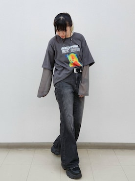 「PBLIM（ページボーイリム）のアイテム（Tシャツ/カットソー）」を使った、いっしぃさん（レディース・154cm）の秋コーディネート