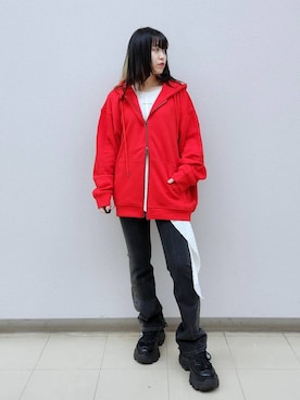 「PAGEBOY（ページボーイ）のリップスキニーデニム（デニムパンツ）」を使った、いっしぃさん（レディース・154cm）の秋コーディネート