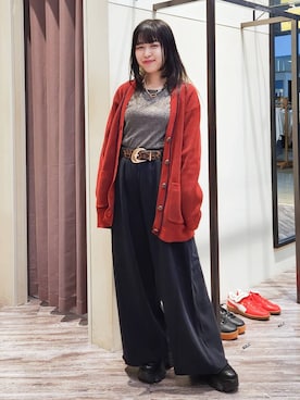 「PAGEBOY（ページボーイ）のサイドタックルーズウラケパンツ/イージーパンツ【4color・2size】（スウェットパンツ）」を使った、いっしぃさん（レディース・154cm）の秋コーディネート