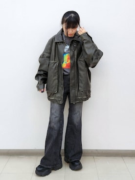 「PBLIM（ページボーイリム）のアイテム（Tシャツ/カットソー）」を使った、いっしぃさん（レディース・154cm）の秋コーディネート