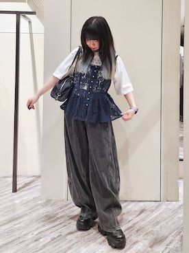 「PAGEBOY（ページボーイ）のプラットチャンキースニーカー【3サイズ展開・軽量】（スニーカー、ブラック系）」を使った、いっしぃさん（レディース・154cm）の夏コーディネート