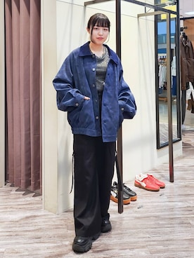 「PBLIM（ページボーイリム）の《UNISEX》ソフトスウェードブルゾン（ブルゾン）」を使った、いっしぃさん（レディース・154cm）の秋コーディネート