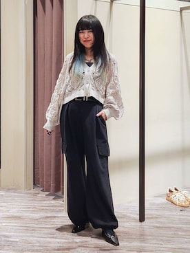 「PAGEBOY（ページボーイ）のモードバックルベルト3（ベルト、ブラック系）」を使った、いっしぃさん（レディース・154cm）の春コーディネート