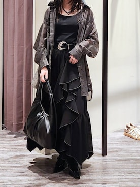 「PAGEBOY（ページボーイ）のカップツキFITキャミ（キャミソール、ブラック系）」を使った、いっしぃさん（レディース・154cm）の春コーディネート