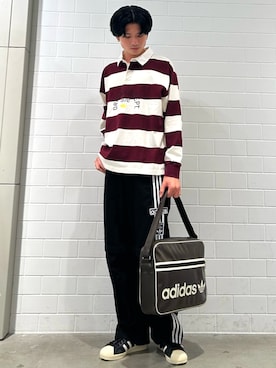 「アイテム（ポロシャツ）」を使った、OKさん（メンズ・183cm）の秋コーディネート