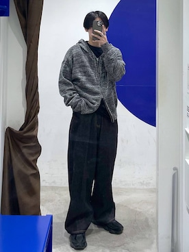 「F.ILLUMINATE（フィルミネイト）の【UNISEX】Filluminate／メッシュニットジップ（パーカー、ブラック系）」を使った、863yさん（メンズ）の春コーディネート