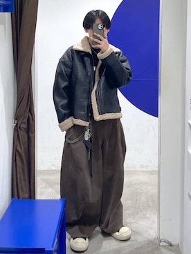 「アイテム（ムートンコート）」を使った、863yさん（メンズ・170cm・20代）の冬コーディネート