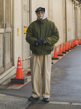 「アイテム（手袋）」を使った、しゃちょーさん（メンズ・169cm）の秋コーディネート