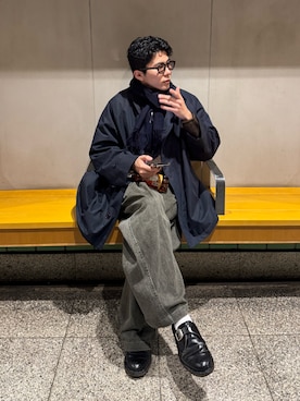 「アイテム（マフラー）」を使った、しゃちょーさん（メンズ・169cm）の秋コーディネート