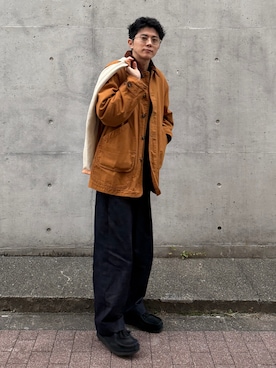 「アイテム（モカシン/デッキシューズ）」を使った、しゃちょーさん（メンズ・169cm）の秋コーディネート