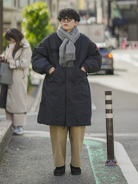 「アウターコーデ」｜「アイテム（モカシン/デッキシューズ）」を使った、しゃちょーさん（メンズ・169cm）の秋コーディネート