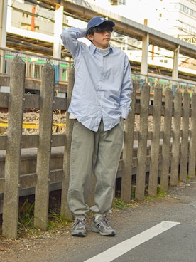 「2002R」｜「アイテム（帽子）」を使った、しゃちょーさん（メンズ・169cm）の冬コーディネート