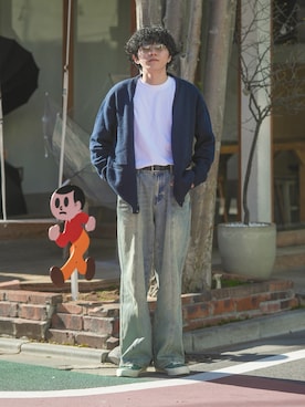 「アイテム（カーディガン/ボレロ）」を使った、しゃちょーさん（メンズ・169cm）の春コーディネート