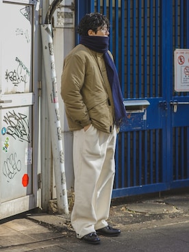 「アイテム（マフラー）」を使った、しゃちょーさん（メンズ・169cm）の秋コーディネート