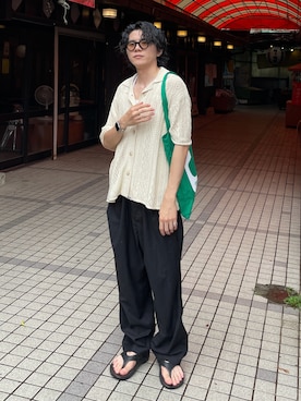 「OOFOS（ウーフォス）のアイテム（シューズ）」を使った、しゃちょーさん（メンズ・169cm）の夏コーディネート