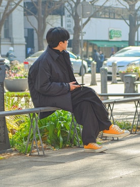 「イエローコーデ」｜「アイテム（ブルゾン）」を使った、しゃちょーさん（メンズ・169cm）の冬コーディネート