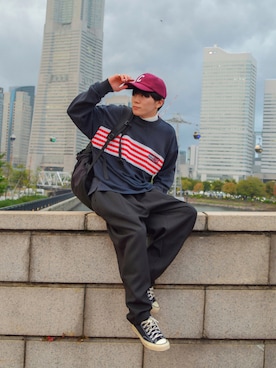 「Reebok（リーボック）のアイテム（スウェット）」を使った、しゃちょーさん（メンズ・169cm）の秋コーディネート