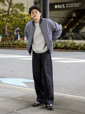 「アイテム（ローファー）」を使った、しゃちょーさん（メンズ・169cm）の秋コーディネート