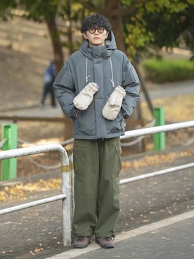 「アイテム（ダウンジャケット/コート）」を使った、しゃちょーさん（メンズ・169cm）の冬コーディネート