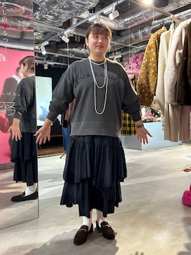 「LOWRYS FARM（ローリーズファーム）のパールタレンネックレス　249411（ネックレス）」を使った、なっちゃんさん（レディース・160cm・20代）の秋コーディネート