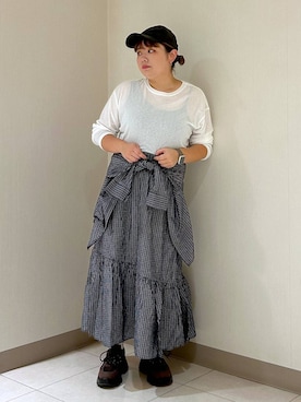 「ぽっちゃりスタッフ」｜なっちゃんさん（レディース・160cm）の秋コーディネート