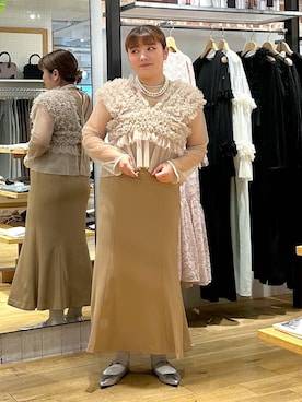 「ぽっちゃりスタッフ」｜なっちゃんさん（レディース・160cm）の秋コーディネート