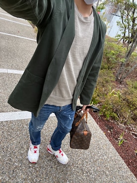「LOUIS VUITTON（ルイヴィトン）のLouis Vuitton Vintage 'Speedy 30' tote（トートバッグ、グリーン系）」を使った、ゆーき@相互フォローさん（メンズ・167cm）の春コーディネート