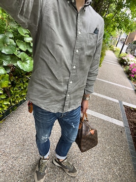 「LOUIS VUITTON（ルイヴィトン）のLouis Vuitton Vintage 'Speedy 30' tote（トートバッグ、グリーン系）」を使った、ゆーき@相互フォローさん（メンズ・167cm）の春コーディネート