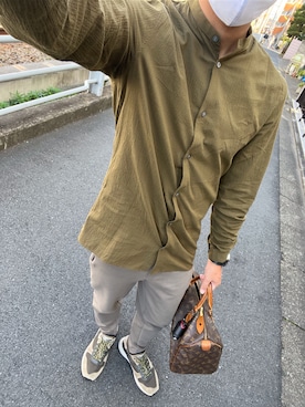「LOUIS VUITTON（ルイヴィトン）のLouis Vuitton Vintage 'Speedy 30' tote（トートバッグ、グリーン系）」を使った、ゆーき@相互フォローさん（メンズ・167cm）の秋コーディネート