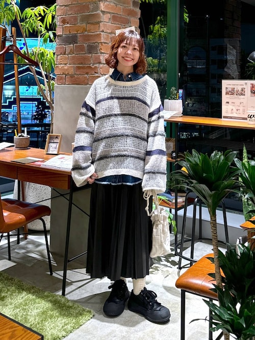 セール】透かしMIXボーダーニットプルオーバー（ニット/セーター