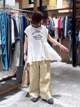 「アイテム（チノパンツ）」を使った、おでんさん（レディース・152cm・30代）の夏コーディネート