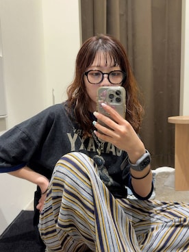 「niko and...（ニコアンド）のDRYクシュイージーパンツ（その他パンツ、ブルー系）」を使った、おでんさん（レディース・153cm）の春コーディネート