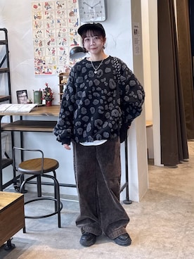 「niko and...（ニコアンド）のボリュームソールスニーカー（スニーカー）」を使った、おでんさん（レディース・152cm）の冬コーディネート