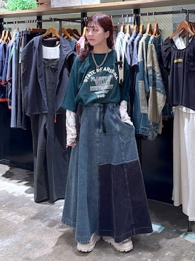 「niko and...（ニコアンド）の12ポケット ライトデイパック / 撥水加工/大容量 / 20L（バックパック/リュック、ベージュ系）」を使った、おでんさん（レディース・153cm）の秋コーディネート