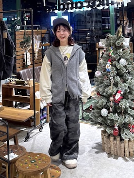 「niko and ...」｜「アイテム（キャップ）」を使った、おでんさん（レディース・152cm）の冬コーディネート