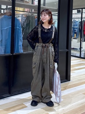 「niko and...（ニコアンド）のオリジナル2WAYテープトートバッグ（トートバッグ）」を使った、おでんさん（レディース・152cm）の夏コーディネート