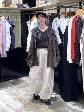 「niko and...（ニコアンド）のスウェットカーブパンツ（スウェットパンツ、グレー系）」を使った、おでんさん（レディース・153cm）の冬コーディネート