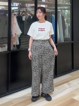 「niko and...（ニコアンド）のDRYクシュイージーパンツ（その他パンツ、ホワイト系）」を使った、おでんさん（レディース・153cm）の春コーディネート