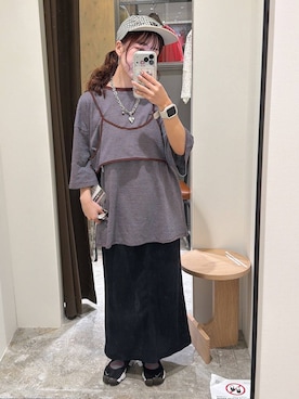 「niko and...（ニコアンド）のアイテム（スカート）」を使った、おでんさん（レディース・152cm）の夏コーディネート