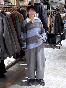 「niko and...（ニコアンド）のボリュームソールスニーカー（スニーカー）」を使った、おでんさん（レディース・152cm）の冬コーディネート