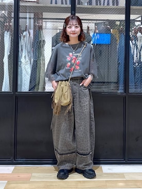 「niko and...（ニコアンド）の【NKJ 2025AW】REMAKE BARREL DENIM（デニムパンツ）」を使った、おでんさん（レディース・152cm）の夏コーディネート