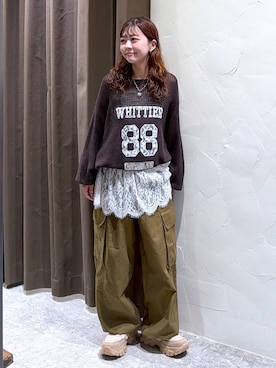 「アイテム（ニット/セーター）」を使った、おでんさん（レディース・152cm・30代）の秋コーディネート