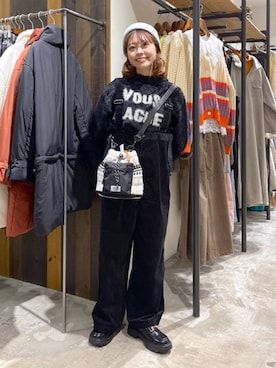 「アイテム（ニットキャップ/ビーニー、グレー系）」を使った、おでんさん（レディース・153cm）の冬コーディネート