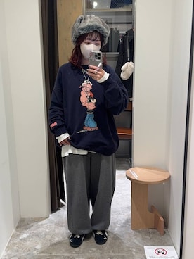 「niko and ...」｜「アイテム（キャップ）」を使った、おでんさん（レディース・152cm）の冬コーディネート