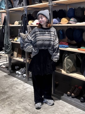 「アイテム（ニットキャップ/ビーニー、グレー系）」を使った、おでんさん（レディース・152cm）の秋コーディネート