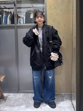 「アイテム（MA-1）」を使った、おでんさん（レディース・152cm・20代）の秋コーディネート