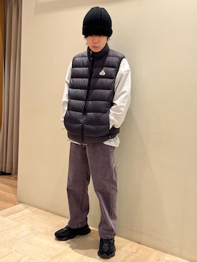 「アイテム（ダウンベスト）」を使った、shuji22さん（メンズ・170cm）の冬コーディネート